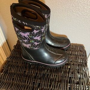 Bogs Black and Purple Kids Rain Boots